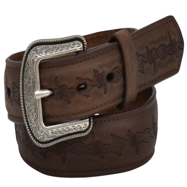 Nocona 1 1/4" Barbed Wire Embossed Belt