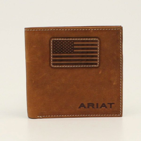 Ariat Mens Bi-fold Wallet Flag Patch Logo