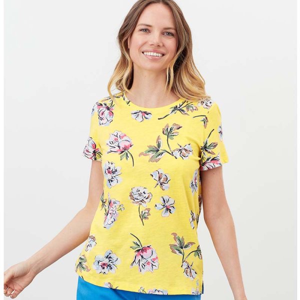 Joules Carley Lemon Floral Womens T-Shirt 14