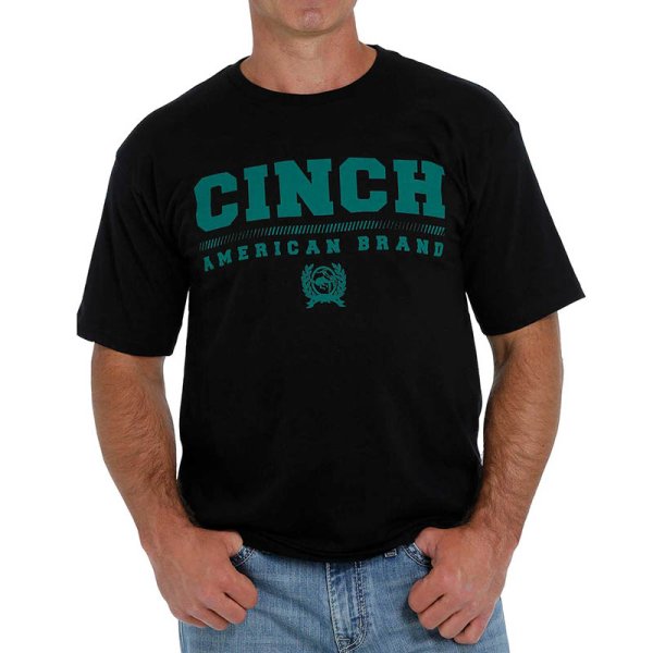 Cinch Black Tee with Green Logo L
