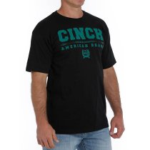 Cinch Black Tee with Green Logo L