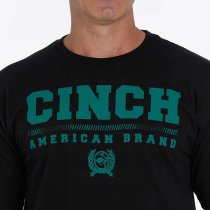 Cinch Black Tee with Green Logo L