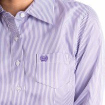 Cinch Womens Purple Striped Button Down