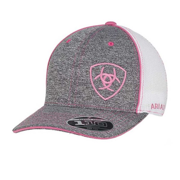 Ariat FlexFit Tech Ball Cap Grey Pink