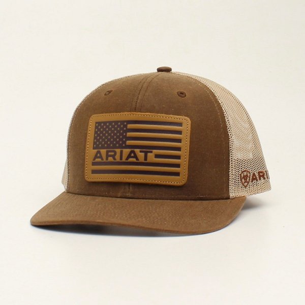Ariat Mens Oilskin USA Flag Patch Cap