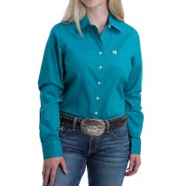 Cinch Ladies Solid Teal Button Down Shirt