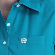 Cinch Ladies Solid Teal Button Down Shirt