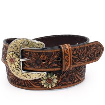 Ariat Floral Tooled Sunflower Concho Ladies Belt
