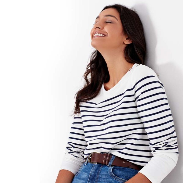 Joules Seacombe Button Shoulder Breton Top 6