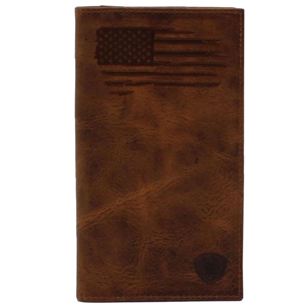 Ariat Rodeo Distressed Stitch USA Flag Shield Logo