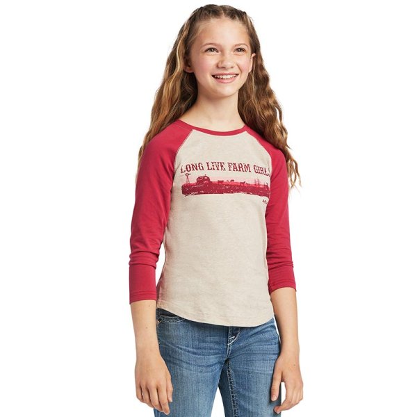 Ariat Long Live Farm Girls Baseball Tee L