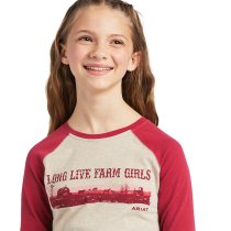 Ariat Long Live Farm Girls Baseball Tee L