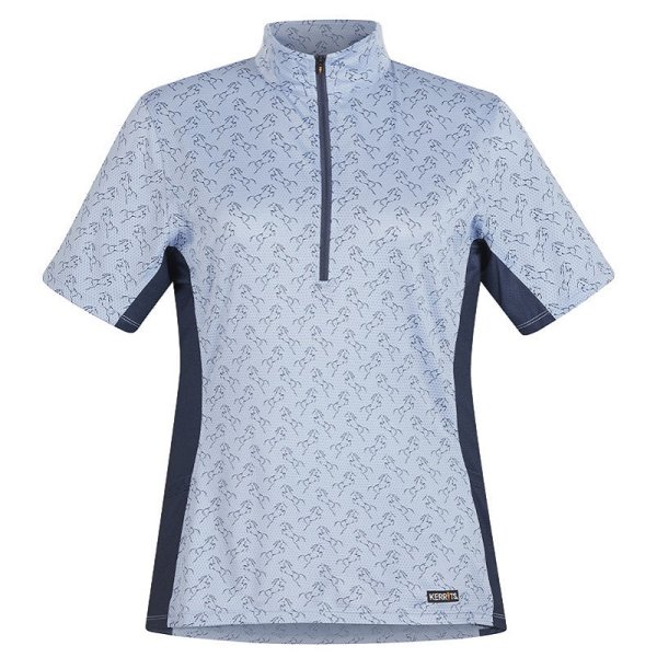 Kerrits Aire Ice Fil Short Sleeve Shirt Oxford Etched Horse L