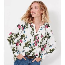 Joules Rosamund Pintuck Pop Over Floral Shirt 8