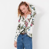 Joules Rosamund Pintuck Pop Over Floral Shirt 8
