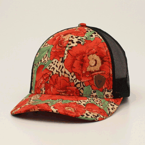 Ariat Ladies Ball Cap Snap Back Flower Cheetah Print