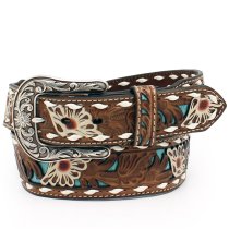 Ariat Ladies Belt 1 1/4 - 1 1/2 Floral Pierced Lacing