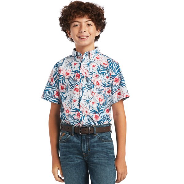 Ariat Fateh Classic Fit Short Sleeve Shirt for Boys L