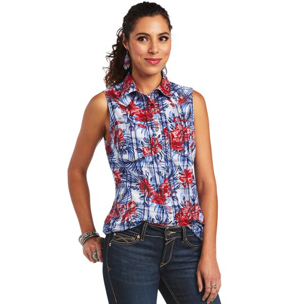 Ariat REAL Billie Jean Sleeveless Plaid Shirt Tropic Plaid