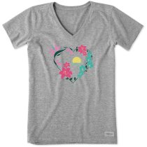 Life is Good Beach Flowers Crusher-LITE Vee T Shirt XL