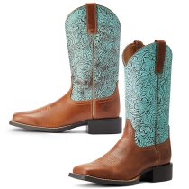 Ariat Round Up Western Boots with Floral Emboss 7B