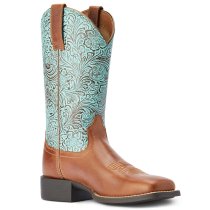 Ariat Round Up Western Boots with Floral Emboss 7B