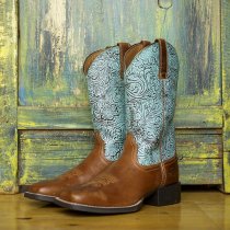 Ariat Round Up Western Boots with Floral Emboss 7B