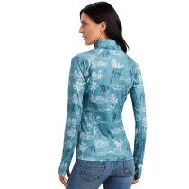Ariat Lowell 2.0 1/4 Zip Baselayer Shirt in Frolic Print L