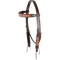 Cashel Headstall in Beaded Tan Orange