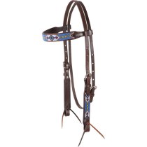Cashel Headstall in Beaded Blue Green