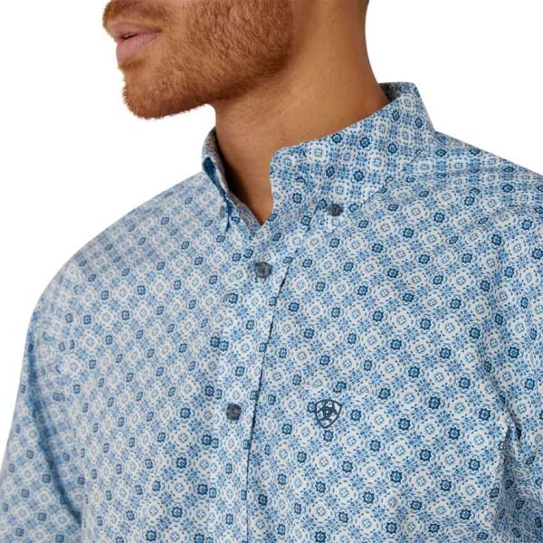 Ariat Men's Galt White & Blue Classic Shirt