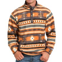 Cinch Polar Fleece Pullover for Men Grey Print XS