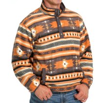 Cinch Polar Fleece Pullover for Men Grey Print XS