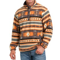 Cinch Polar Fleece Pullover for Men Grey Print XS