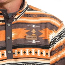 Cinch Polar Fleece Pullover for Men Grey Print XS