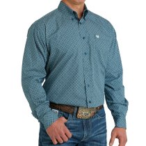Cinch Blue Geometric Button Down Shirt for Men M