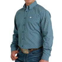 Cinch Blue Geometric Button Down Shirt for Men M
