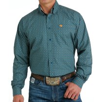 Cinch Blue Medallion Print Button Down Shirt for Men
