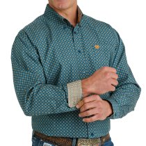 Cinch Blue Medallion Print Button Down Shirt for Men