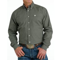 Cinch Olive Medallion Print Button Down Shirt