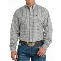 Cinch White Plaid Button Down Shirt - Stretch