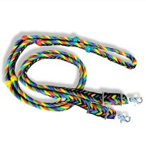 Braided Barrel Roping Reins with Scissor Snaps - Rainbow