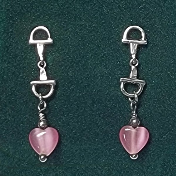 CCI Sterling Silver Small D-Bit & Pink Heart Earrings