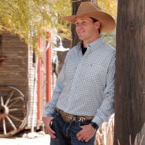 Cinch Button Down Shirt for Men - Light Blue Print