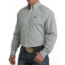 Cinch Button Down Shirt for Men - Blue, Black & White Print