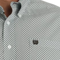 Cinch Button Down Shirt for Men - Blue, Black & White Print