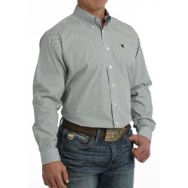 Cinch Button Down Shirt for Men - Blue, Black & White Print