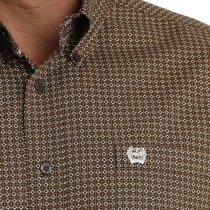 Cinch Brown Print Button-Down Shirt for Men