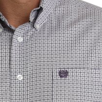 Cinch Purple & White Print Button-Down Shirt for Men