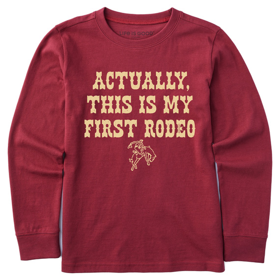 Life is Good Kids Woodcut First Rodeo LS Crusher Tee